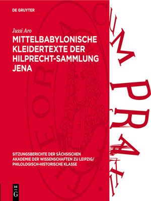 cover image of Mittelbabylonische Kleidertexte der Hilprecht-Sammlung Jena